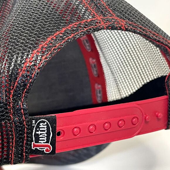 Justin Boots Hat Cap Trucker Mesh Snapback Breahtable Embroidered Gray Camo - Picture 5 of 9